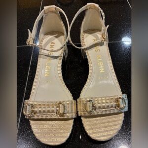 Lands End Cotton Voile Drop Shoulder Short Sleeve Top White BlueSZ. XL 18 Womens